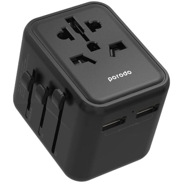 Porodo Dual USB-A Universal Travel Adapter 2.4A
