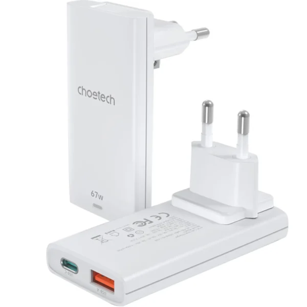 Choetech - 67W GAN Ultra Thin Wall Charger White UK– PD6011